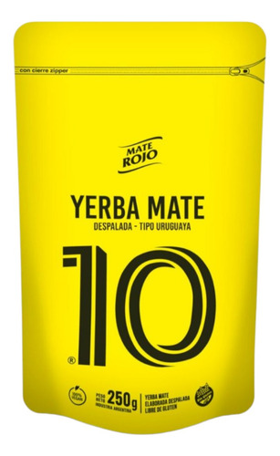 Yerba Mate 10 Despalada Tipo Uruguaya De 250g, Pack 10u