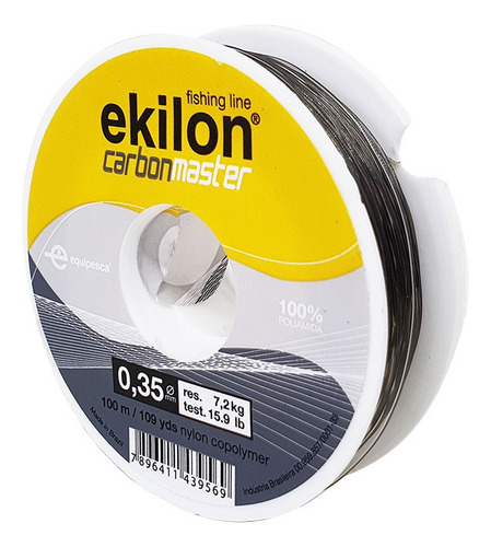 Linha De Pesca Ekilon Carbon Master Fumê Mono 100m 0,35mm