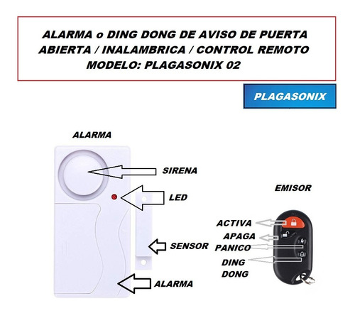 Imagen 6 de 10 de Alarma Inalambrica Puerta Sensor Magnetico Control Remoto N2