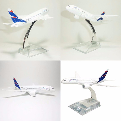 4 Pç Miniatura Aviao Metal Boeing Airbus Varios Modelos 16cm