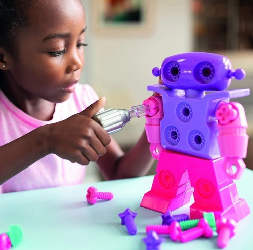 Robot Crea Y Construye - Design And Drill Stem Montesori Color Rosa