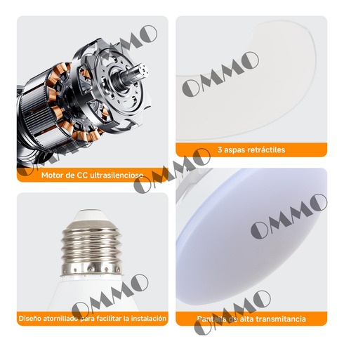 Ventilador Inteligente Luz Retráctil Plegable Ventilador con luz control con app y control 3 tipos luz y 4 velacidades ahorra espacio