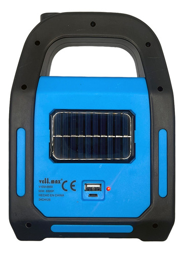 Linterna Led Solar 3 En 1 Usb/c Recargable Luz Fría