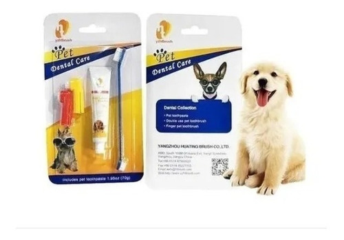 Set Pasta Dental Perros + 2 Cepillos Dedales + Cepillo Doble