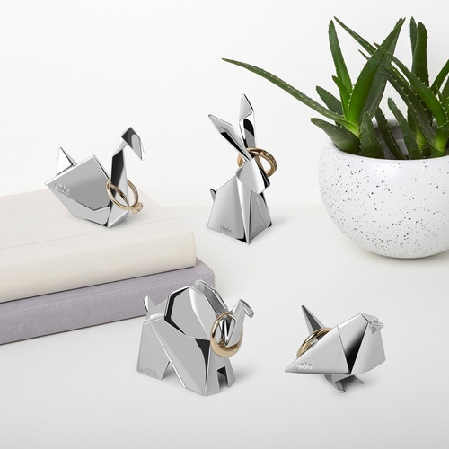 Coelho Origami - Porta Anéis Umbra Cromado