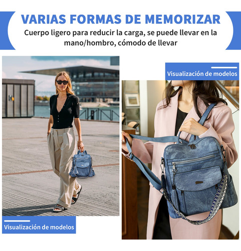 Mochila Bolsa Vintage Impermeable Antirrobo Cuero Artificial Pu Moda Viaje Escuela Trabajomujer Regalo Multiusos