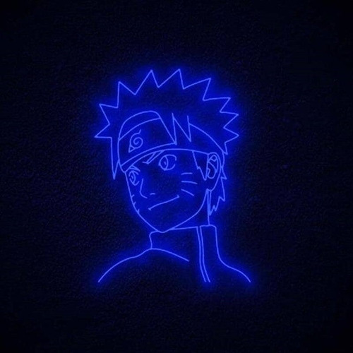 Letrero Led Neón Uzumaki Naruto Anime 50cm Azul Luminoso