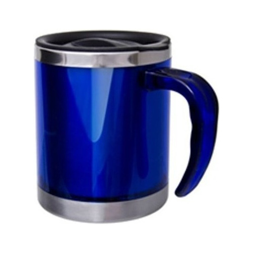 Caneca Térmica Inox Revestida Acrílico Azul Tampa 400ml Novo