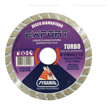 Disco Diamantado Turbo 110 X 22mm Export Pyramid