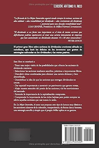 La Mejor Inversión: Crea Riqueza Con Dividendos Crecientes, De Miller, Lowell. Editorial Colección Baelo, Tapa Tapa Blanda En Español