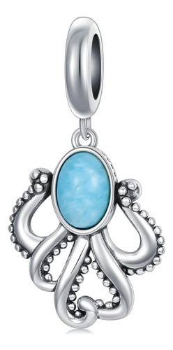 Jerwli Pulsera De Pulpo De Plata De Ley 925, Larimar Pulpo,