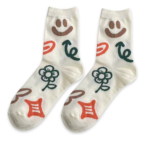 6 Pares De Calcetines De Algodón Con Estampado Floral Y Boni