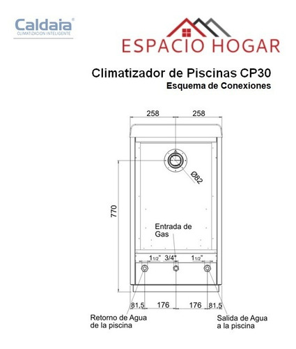 Imagen 3 de 6 de Climatizador De Piscina Digital Caldaia Cp 30 Tiro Forzado