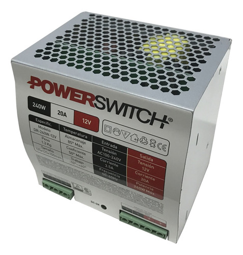 Fuente De Alimentacion Power Switching 240w 12v 20a Riel Din
