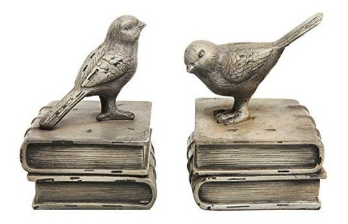 Imagen 1 de 2 de Libros De Pájaros Decorativos Diseño Vintage Gris Bla...