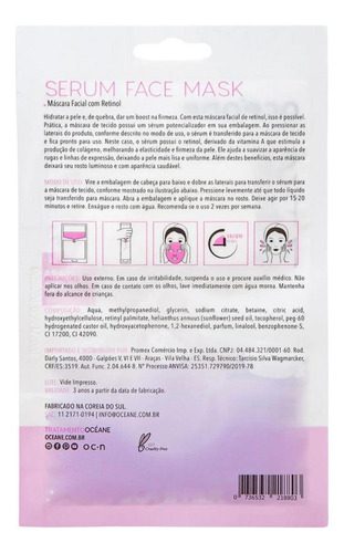 Kit Oceane Máscara Facial Sérum Retinol Com 2 Unidades