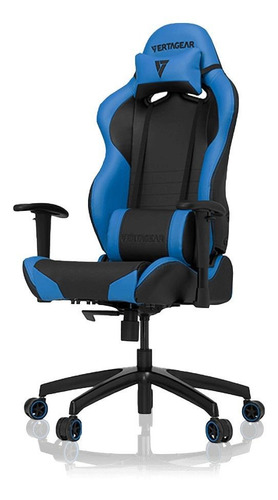 Silla de escritorio Vertagear SL2000 VG-SL2000 gamer ergonómica  negra y azul con tapizado de cuero sintético