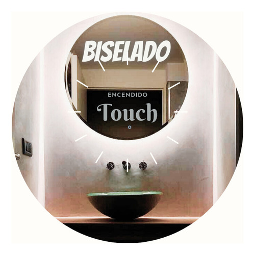 Espejo Touch Biselado Luz Led 60 Redondo Para Baño Marco No Tiene