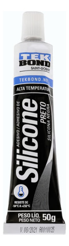 Cola Silicone Preto Alta Temperatura Automotivo Tekbond 50g