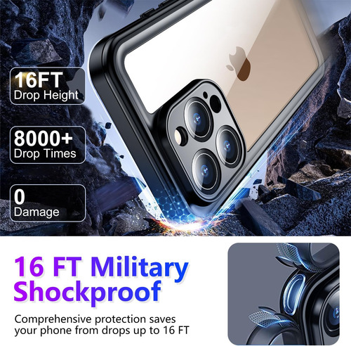 Temdan Compatível Com iPhone 16 Pro Max Case À Prova Dágua