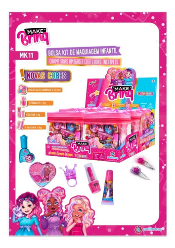 Mini Kit Maquiagem Infantil Necessarie P/meninas Makebrinq