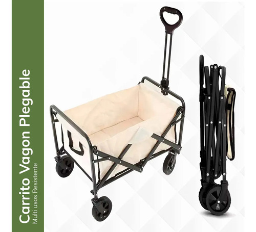 Carrito Vagón Plegable Multiusos Reforzado Camping De Carga Color Blanco