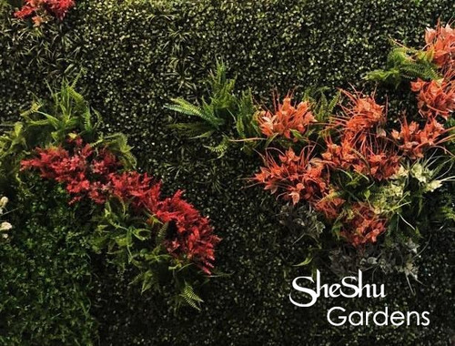 Imagen 2 de 6 de Jardin Vertical Artificial Panel Cesped Muro Verde-pack 20u.