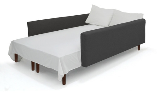 Sala Esquinera Inova Sillon Futon Sofa Cama Convertible Color Gris Oscuro Diseño De La Tela Loneta