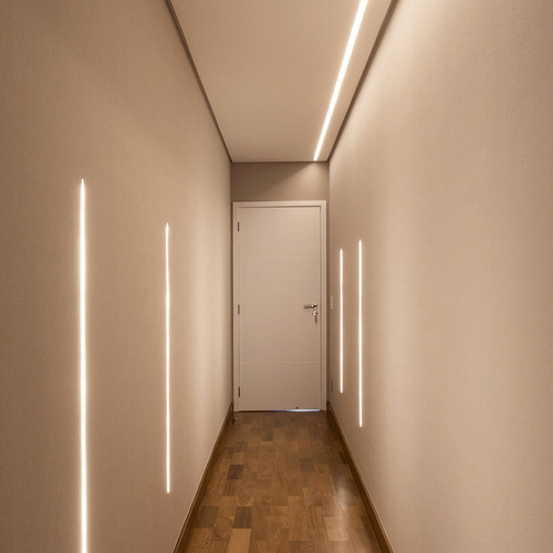 Kit 5 Barras 2m Perfil Slim Alumínio Branco Embutir Gesso