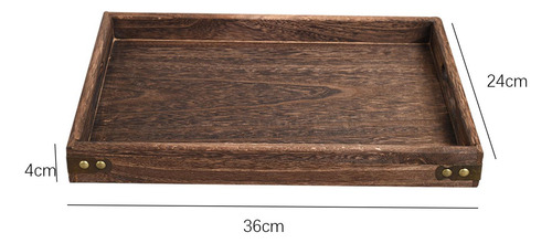 Bandeja De Servicio De Madera Rústica Bandeja De 36x24x4cm