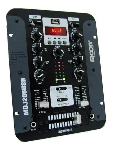 Imagen 3 de 4 de Mixer Dj Mezclador Moon Mdj206 Usb 2 Canales Consola Sonido