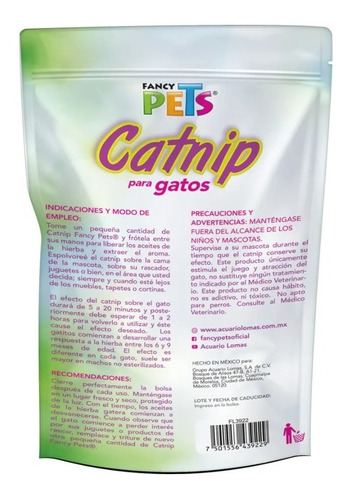 Imagen 2 de 5 de Catnip Atrayente Para Gatos Plus 28 Gr Fancy Pets Fl3922