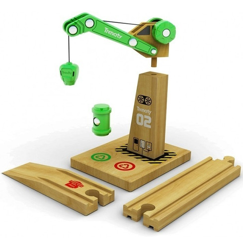 Imagen 2 de 10 de Trencity Grúa Magnetica Verde + 3 Vagones - Tienda Oficial -