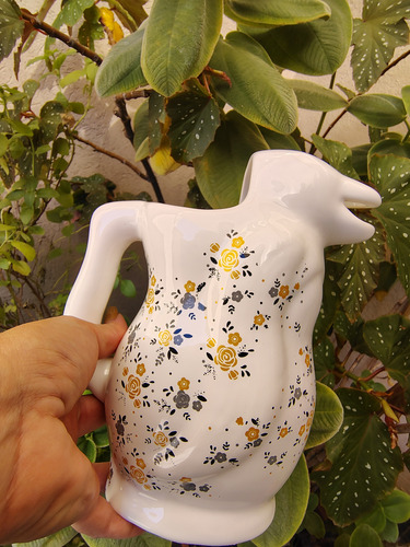 Jarra Pinguino Cerámica Decorada , 1 Litro,500cc Y 250cc Blanco