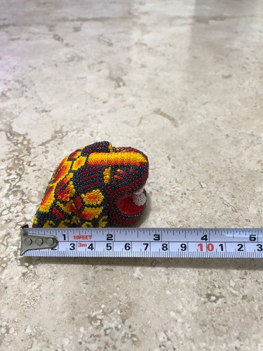 Jaguar En Chaquira Huichol, Base Madera Hecho A Mano