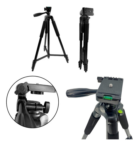 Suawin Tripé Câmera Universal 1,8m Canon Suporte Celular TriPod Preto