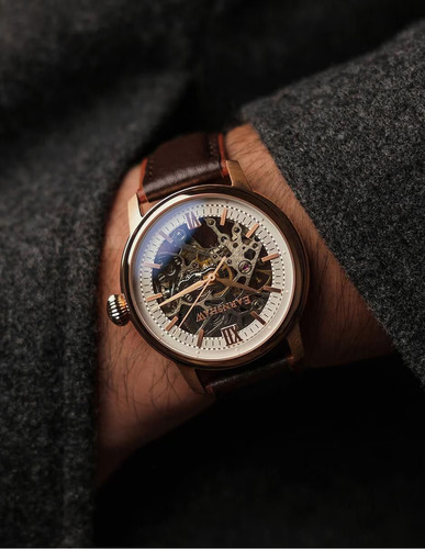 Reloj Automático Earnshaw Hombre Cornwall Roman Rose Gold Correa