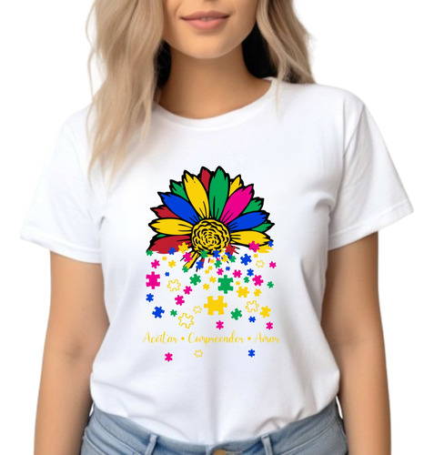 Camiseta Feminina Autismo Abril Azul Amar Compreender
