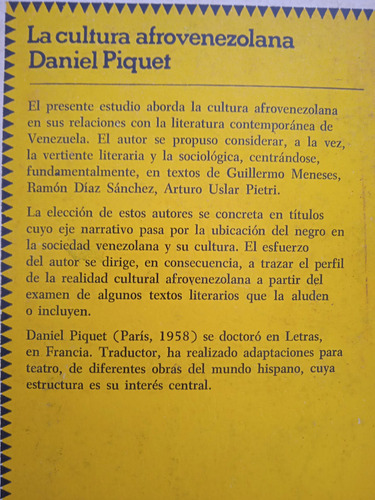 La Cultura Afrovenezolana En La Literatura / Daniel Piquet (Usado)
