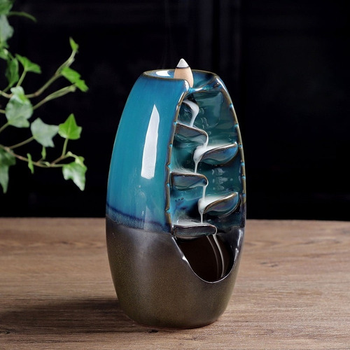 Quemador De Incienso Cascada Ceramica + Inciensos Buho Store