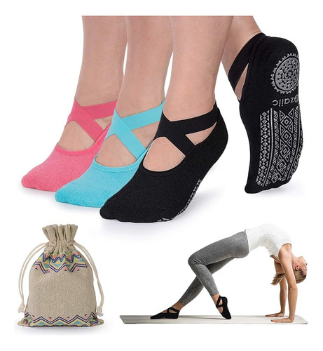 Calcetines De Yoga Ozaiic Para Mujer Con Empuñaduras Y Corre
