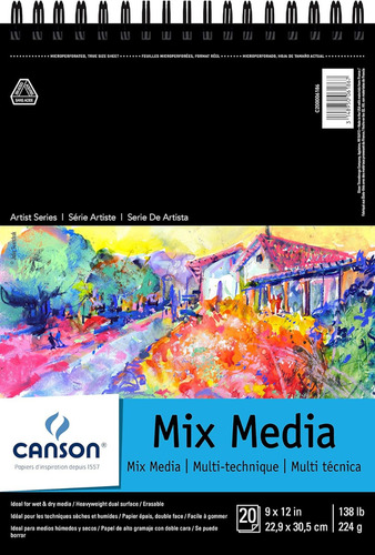 Cuaderno Canson Artist Series Papel Mixto 9x12 20 Hj 224gr