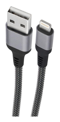 Cabo Para iPhone Nylon Reforçado 2m Cinza 1 Un Geonav