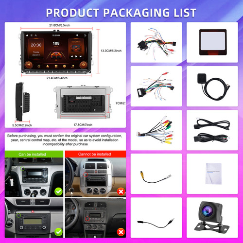 Para Radio Coche 2 Din 9 Pulgadas Vw Passat Golf