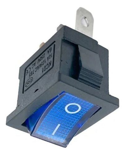 Llave Tecla Kcd1 Rocker 6a Azul 3-pin Neon 20mm Recta