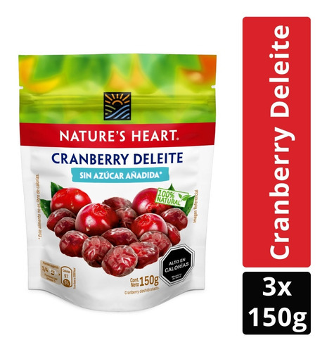 Snack Nature's Heart® Cranberry Sin Azúcar 150g X3 Unidades