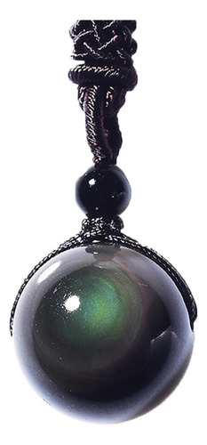 Collar Colgante De Obsidiana Negra Con Ojos De 16 Mm, 14 Mm