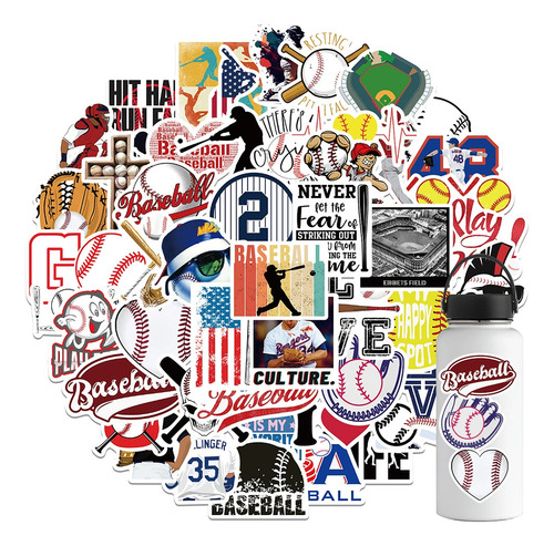 Beisbol 100 Calcomanias Stickers De Pvc Vs Agua