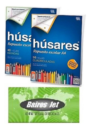 30 Repuesto Carpeta Escolar A4 Husares 6083 X96 Hoja Rayadas