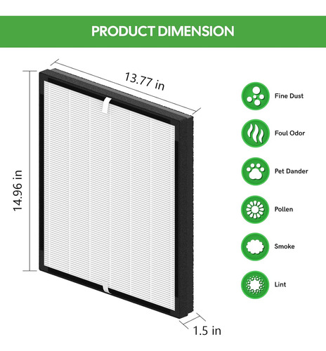 Filtro De Repuesto Flt5900 True Hepa J Y Uv-c Repla, Paqu...